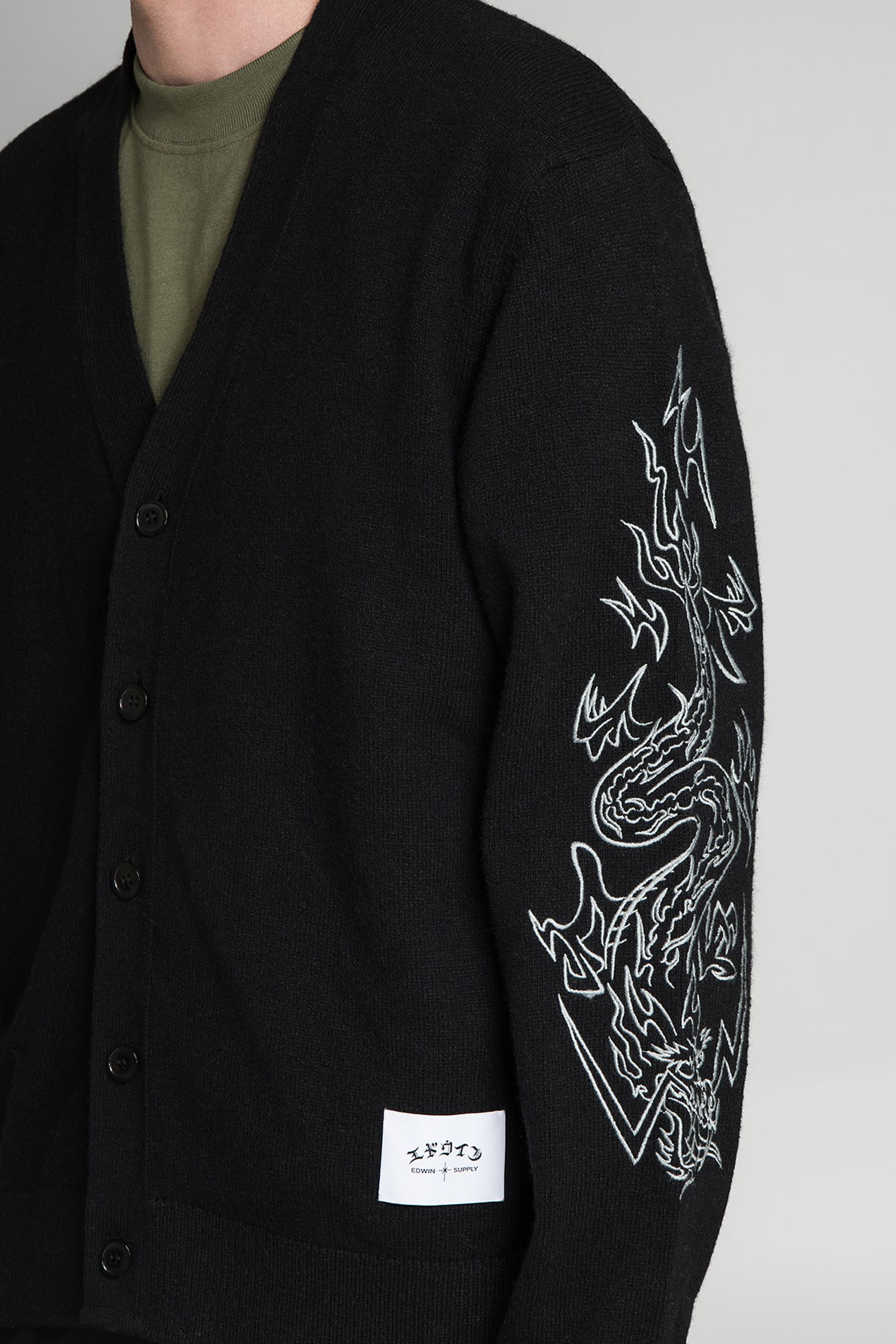 Широкий выбор кардиган Tatsu Cardigan Wool Knit Blend  Black garment washed