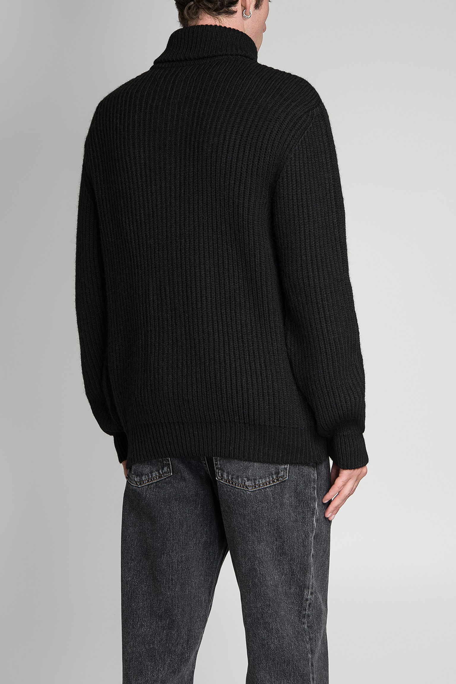 кардиган Gary Zipped Cardigan Wool Knit Blend  Black garment washed