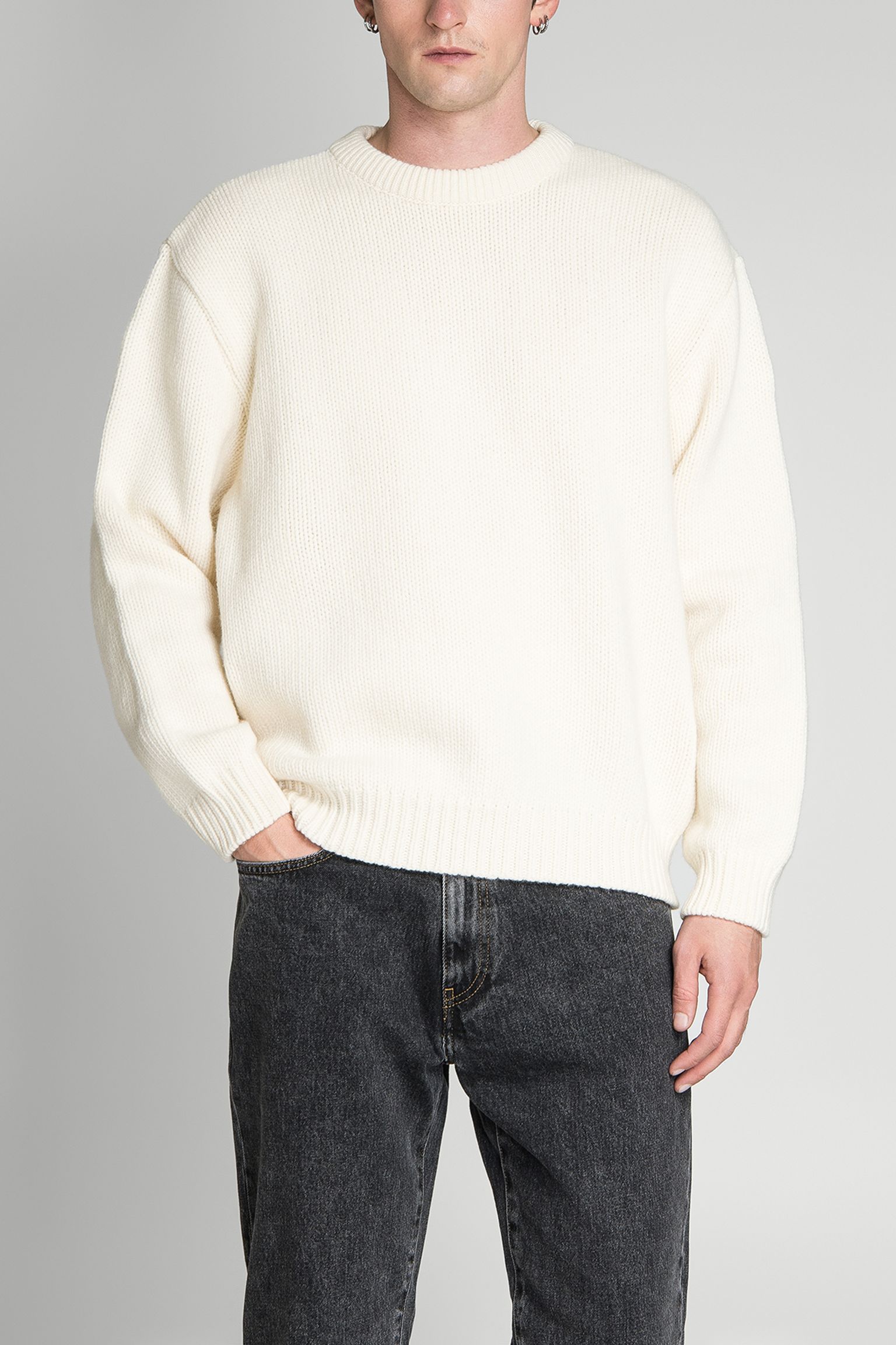 светр Ellis Sweater Knit Off White garment washed