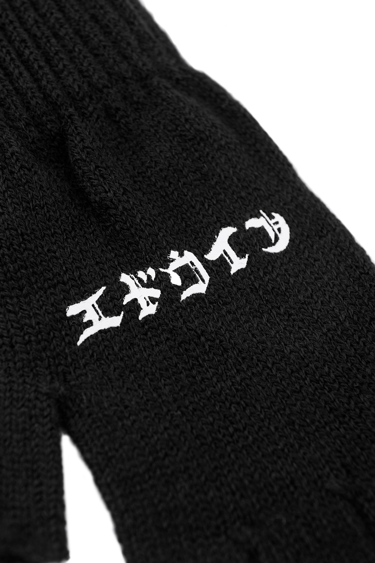 мітенки Knitted Mittens Knit  Black garment washed