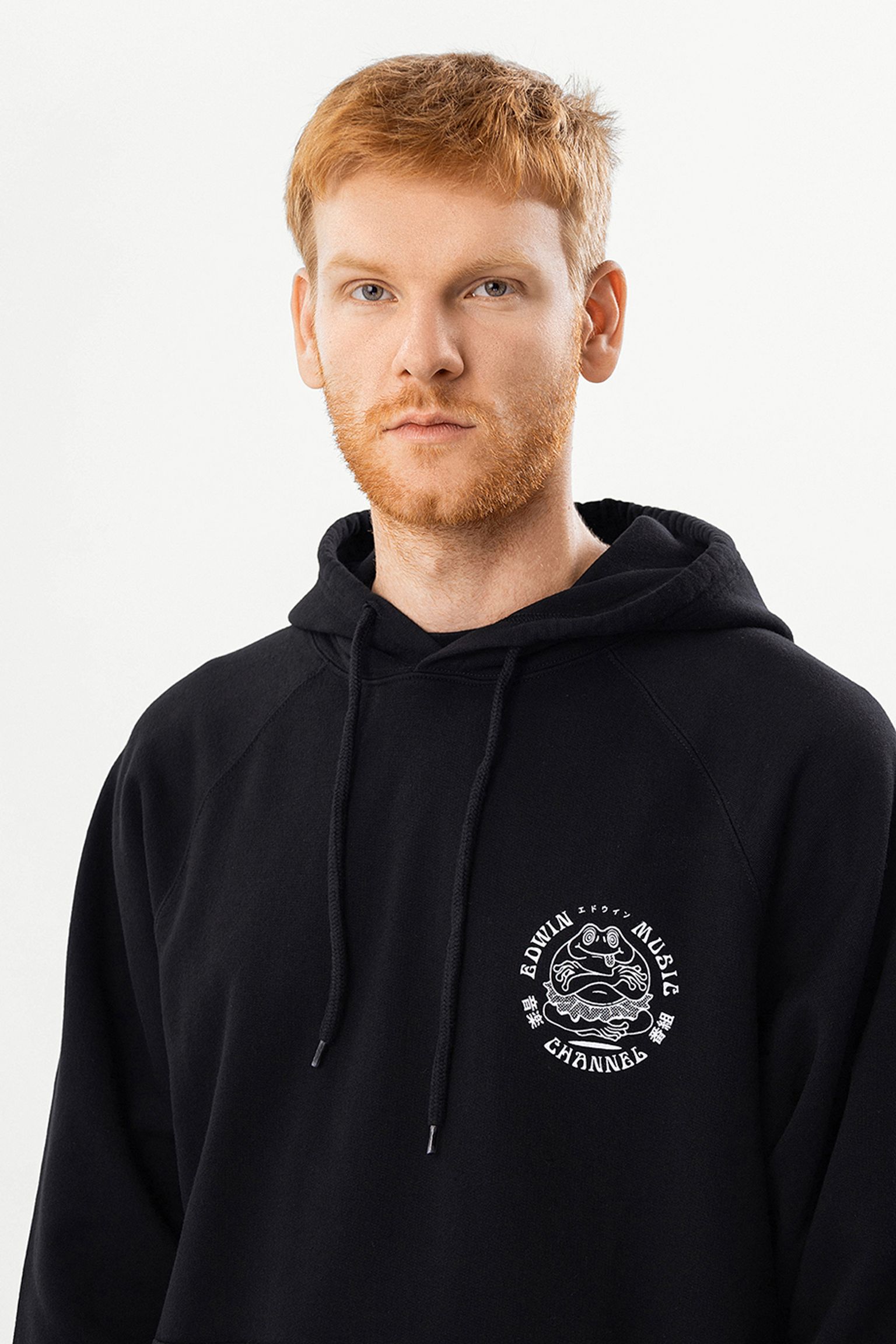 Худи  Edwin Music Channel Hoodie Sweat Heavy Felpa Black garment washed