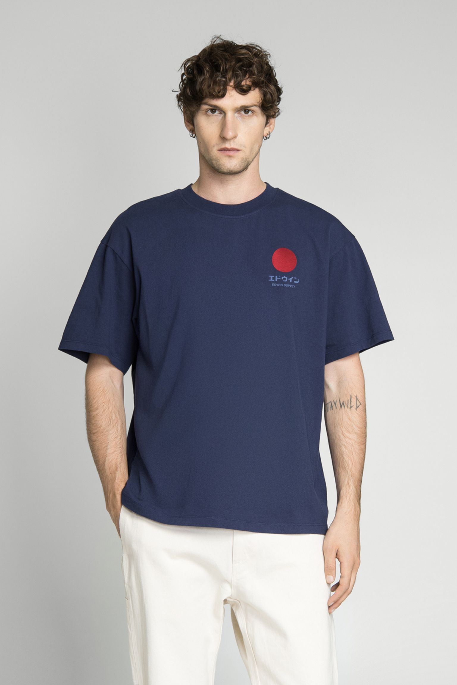 Футболка  Japanese Sun Supply TS Single Jersey Maritime Blue garment washed с доставкой