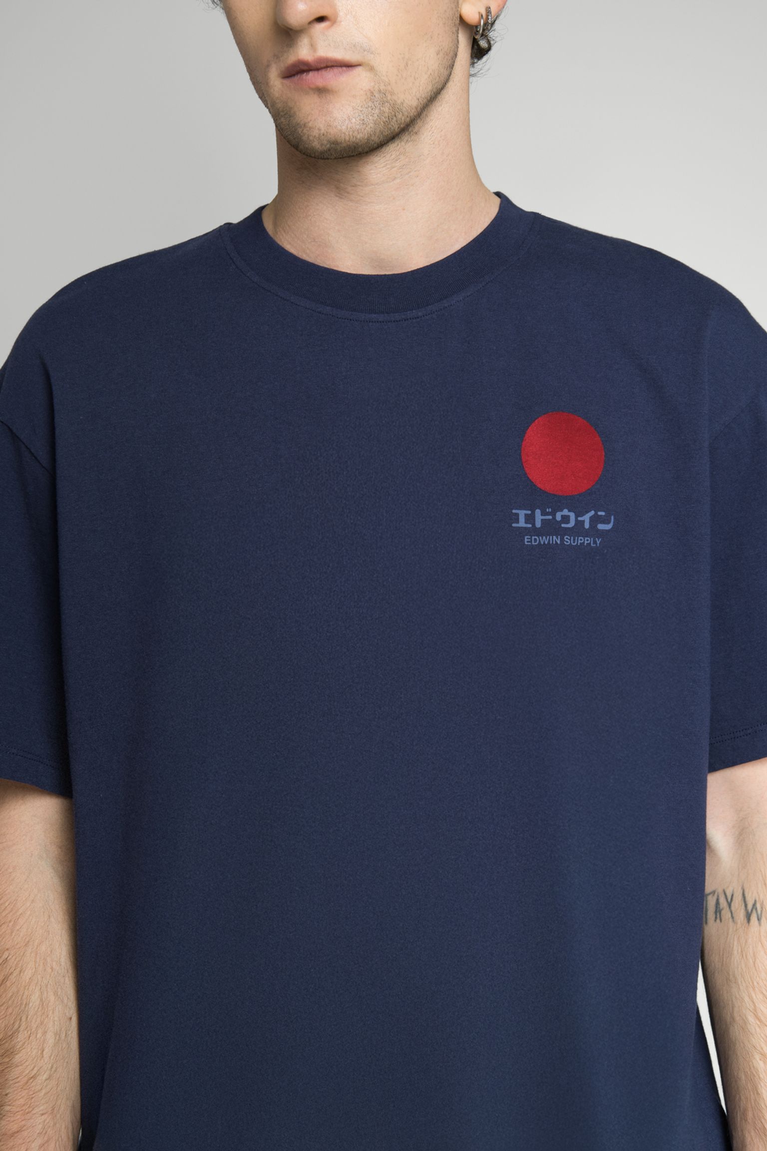 Широкий выбор Футболка  Japanese Sun Supply TS Single Jersey Maritime Blue garment washed