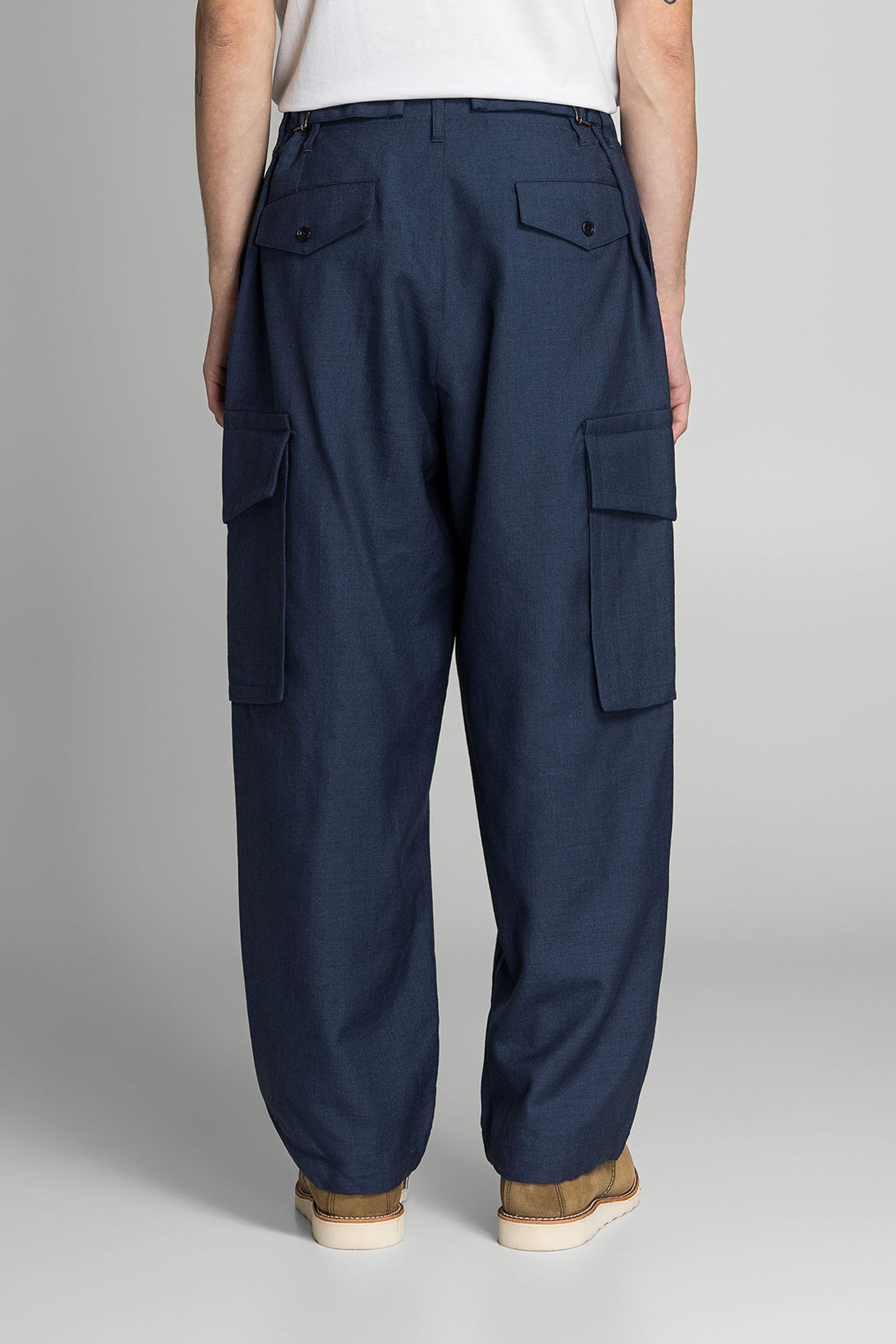 брюки WOOL GABARDINE WIDE CARGO PANTS