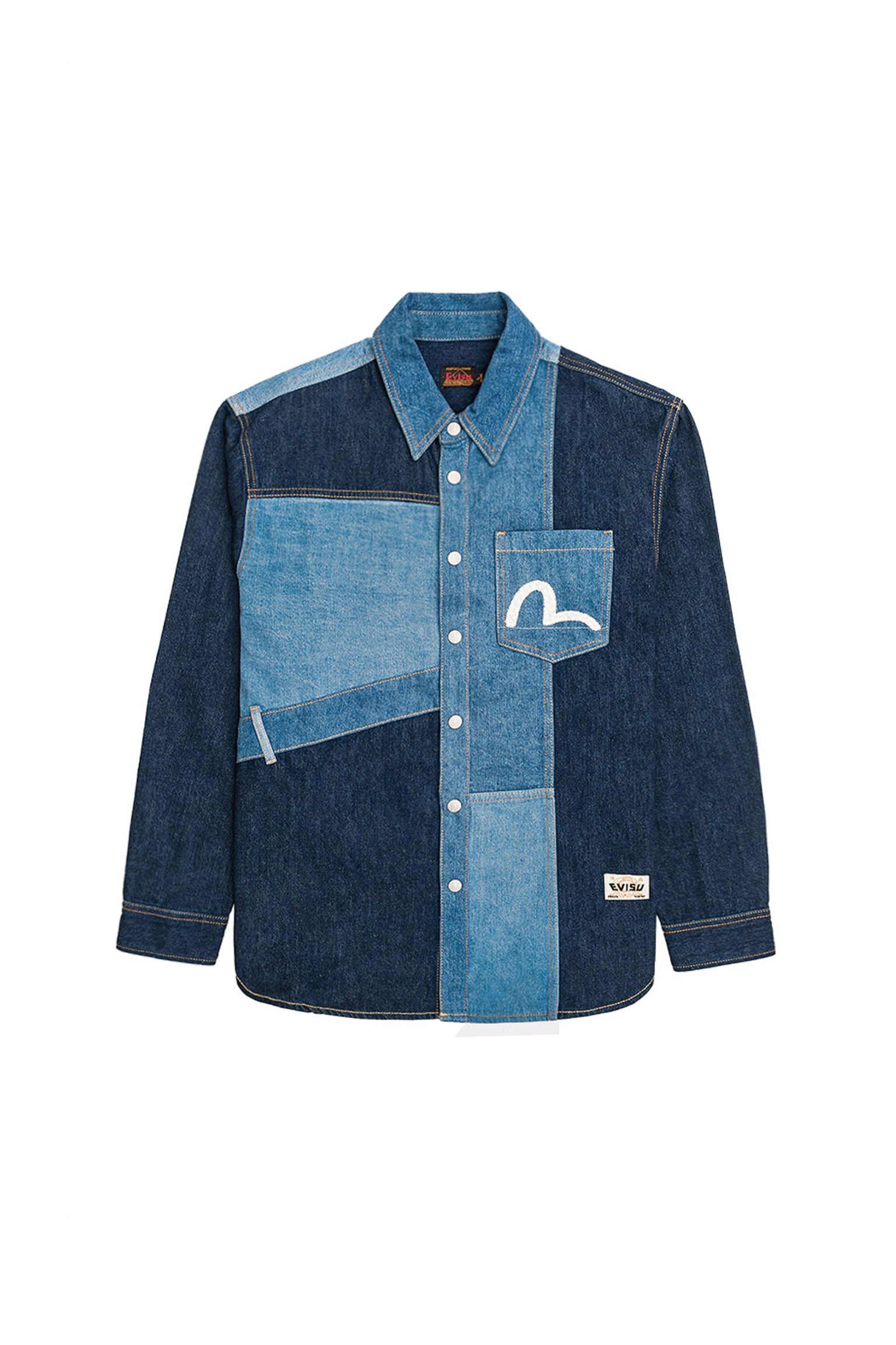 Сорочка Woven Seagull Emb Patchwork Denim Shirt купити