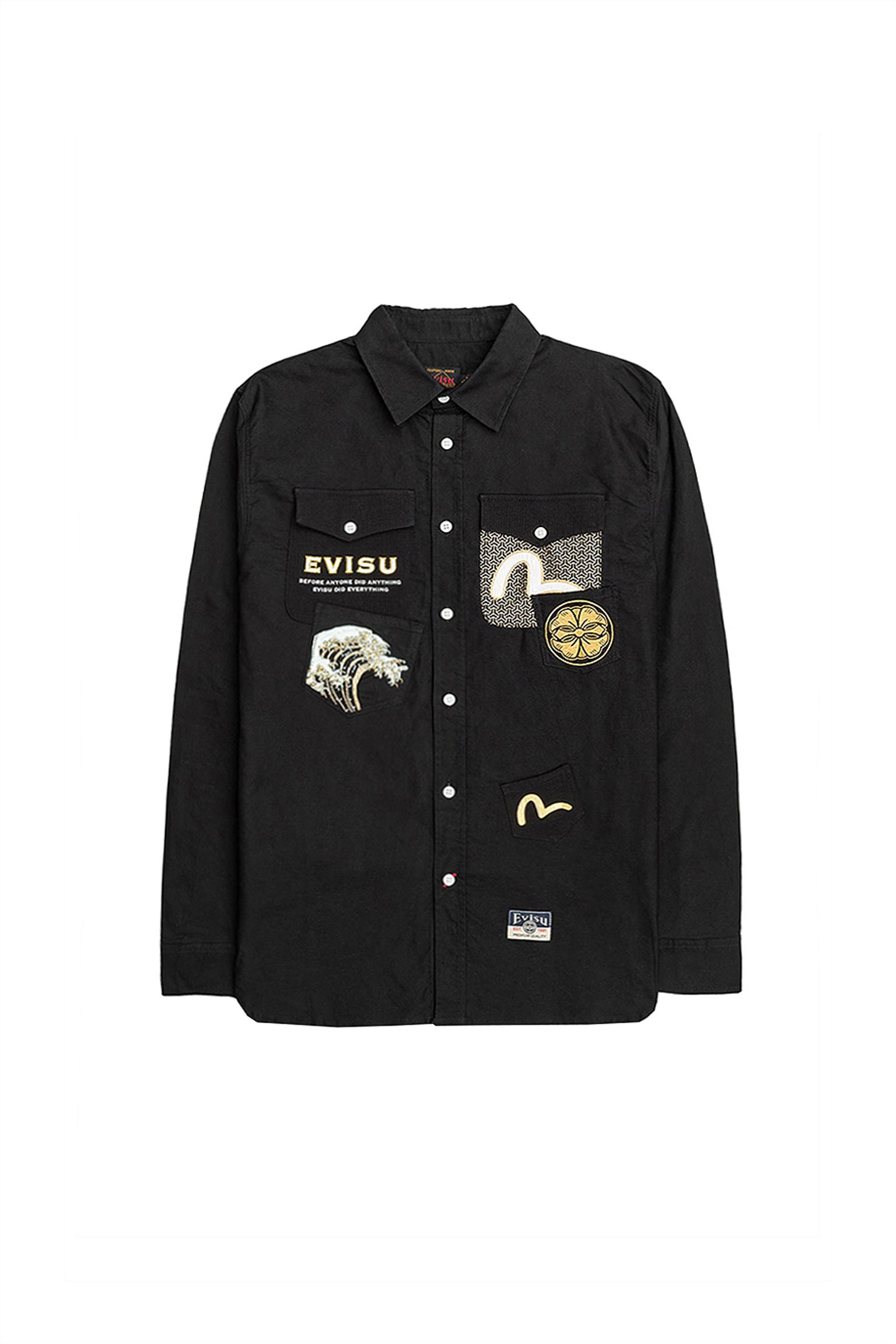 Рубашка Woven Evisu Logos+Wave Emb Multi-pocket Shirt купить