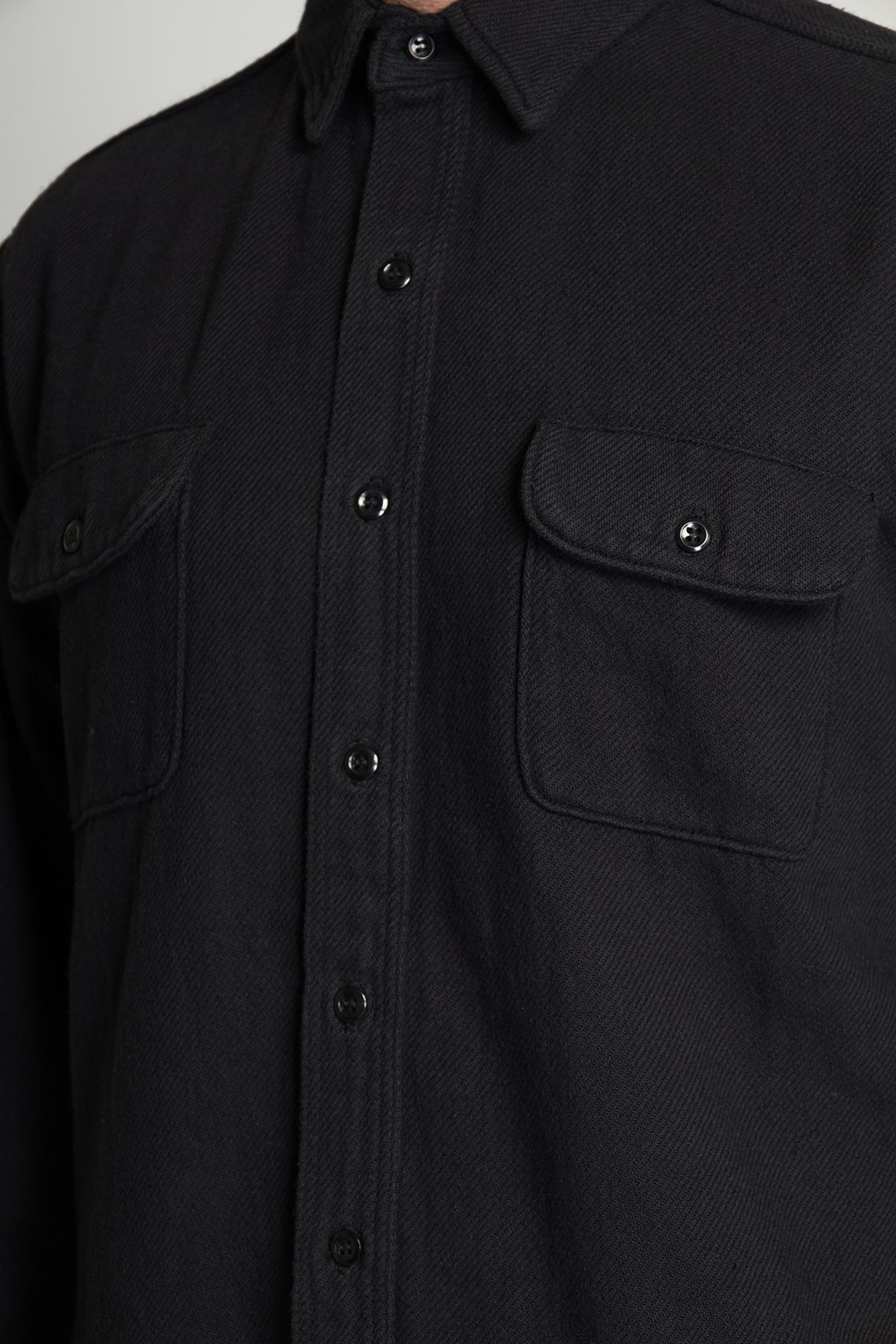 Широкий выбор Рубашка VINTAGE FIT BLACK FLANNEL SHIRT