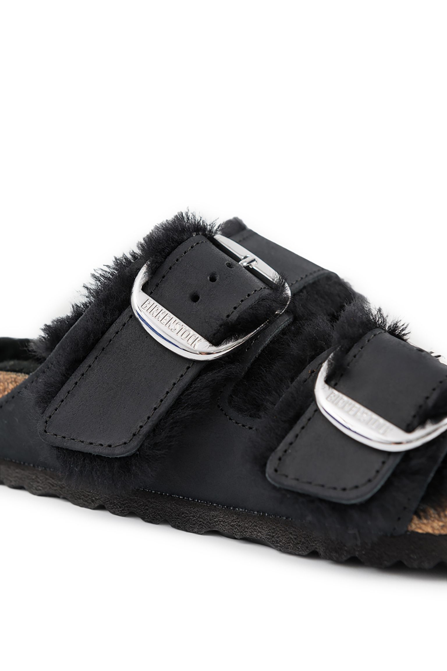 Стильні Шльопанці Arizona Big Buckle Shearling Oiled Leather