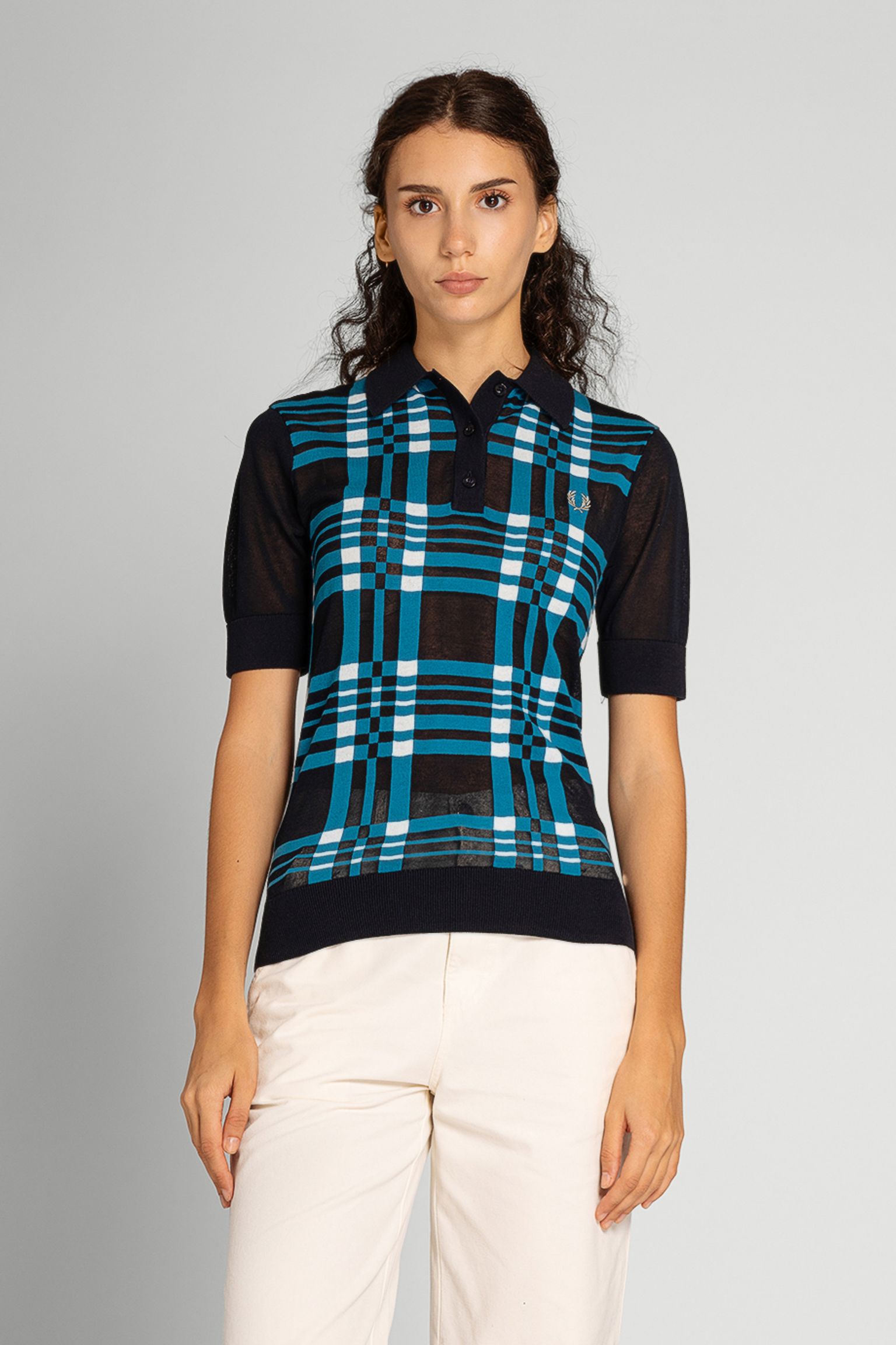 Поло SHEER TARTAN KNITTED SHIRT