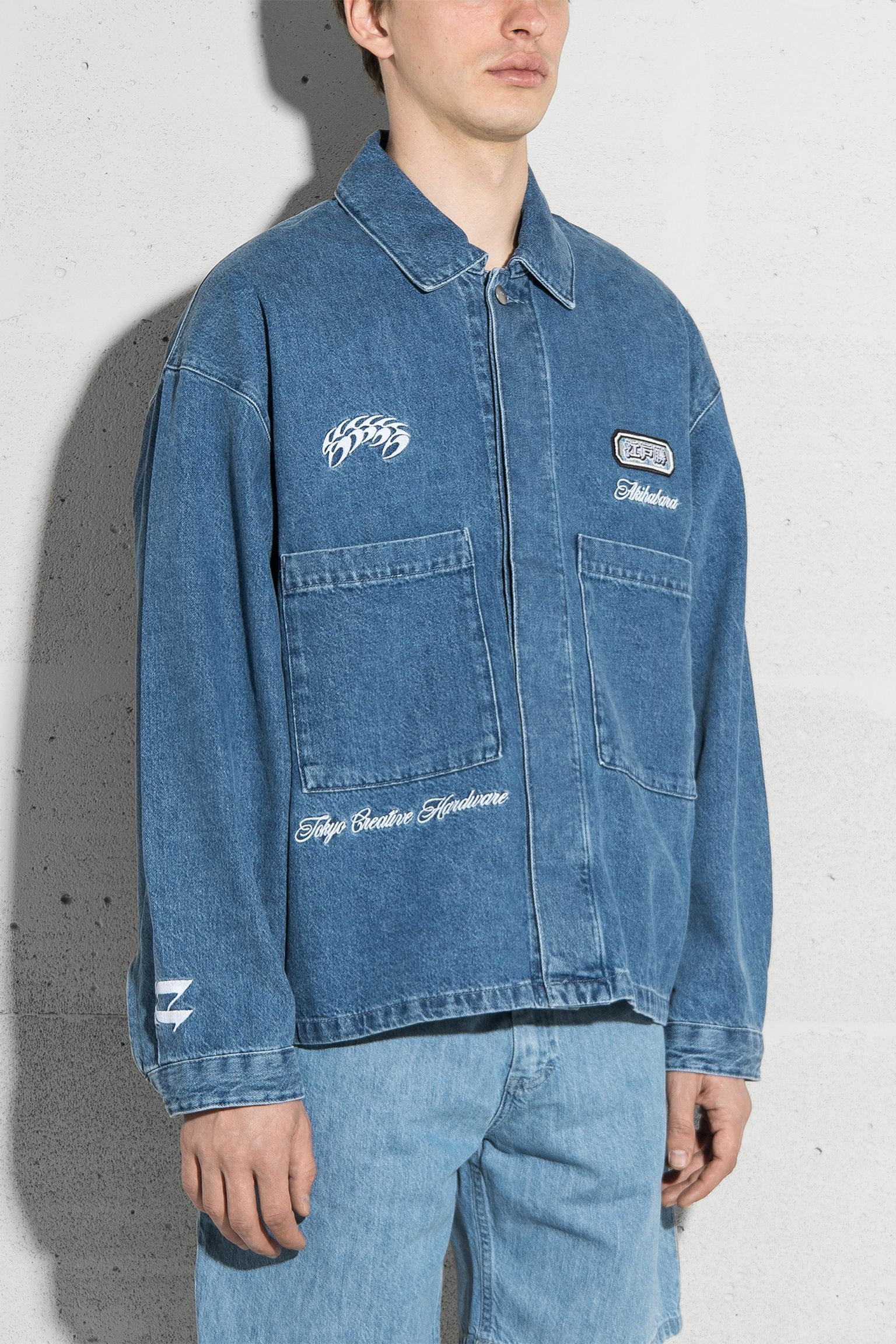 Куртка джинсова Oshino Uniform Victory Blue light stone washed 12,4oz Blue з доставкою