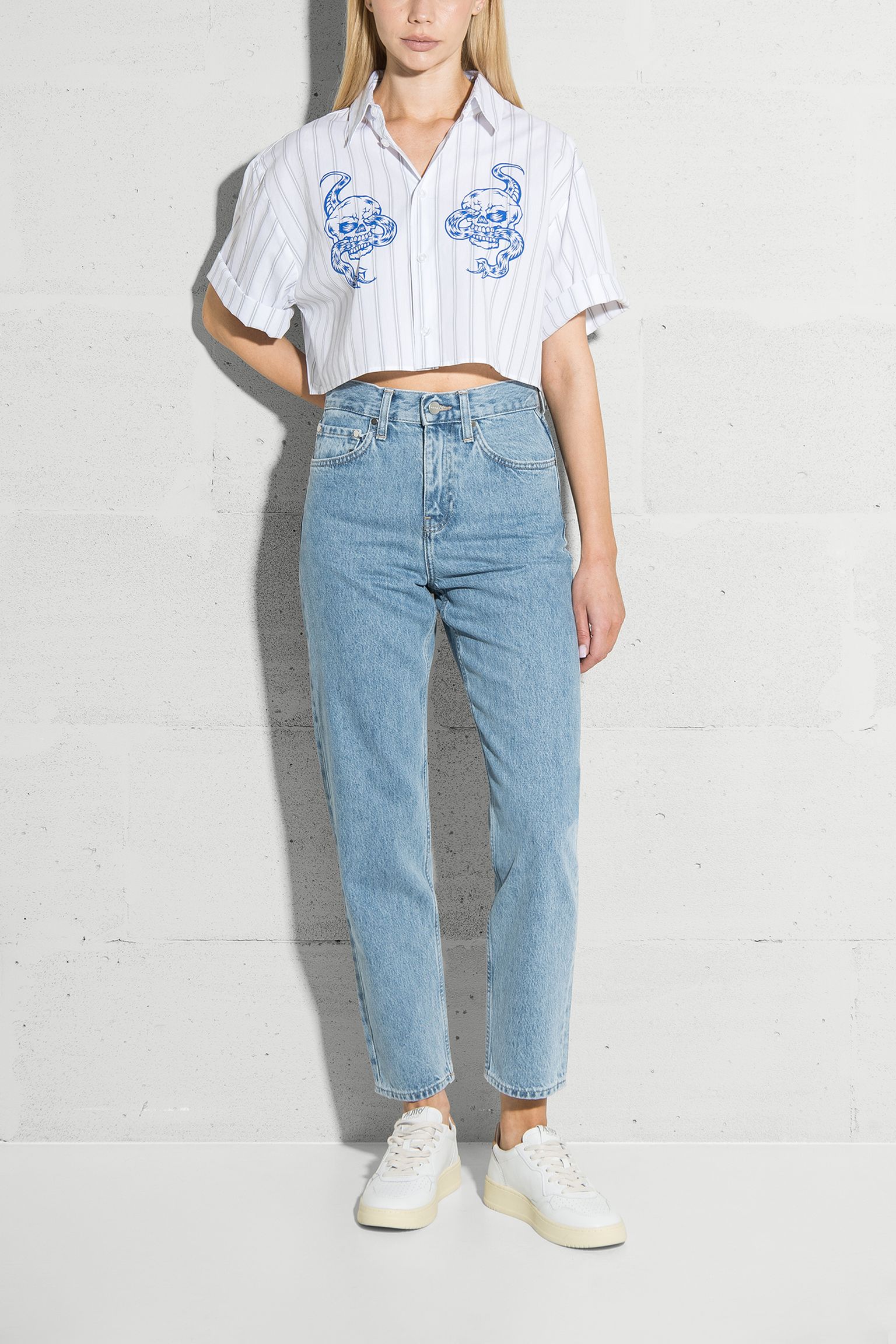 Рубашка с коротким рукавом W Alix Shirt SS Grey/White garment washed купить в Украине
