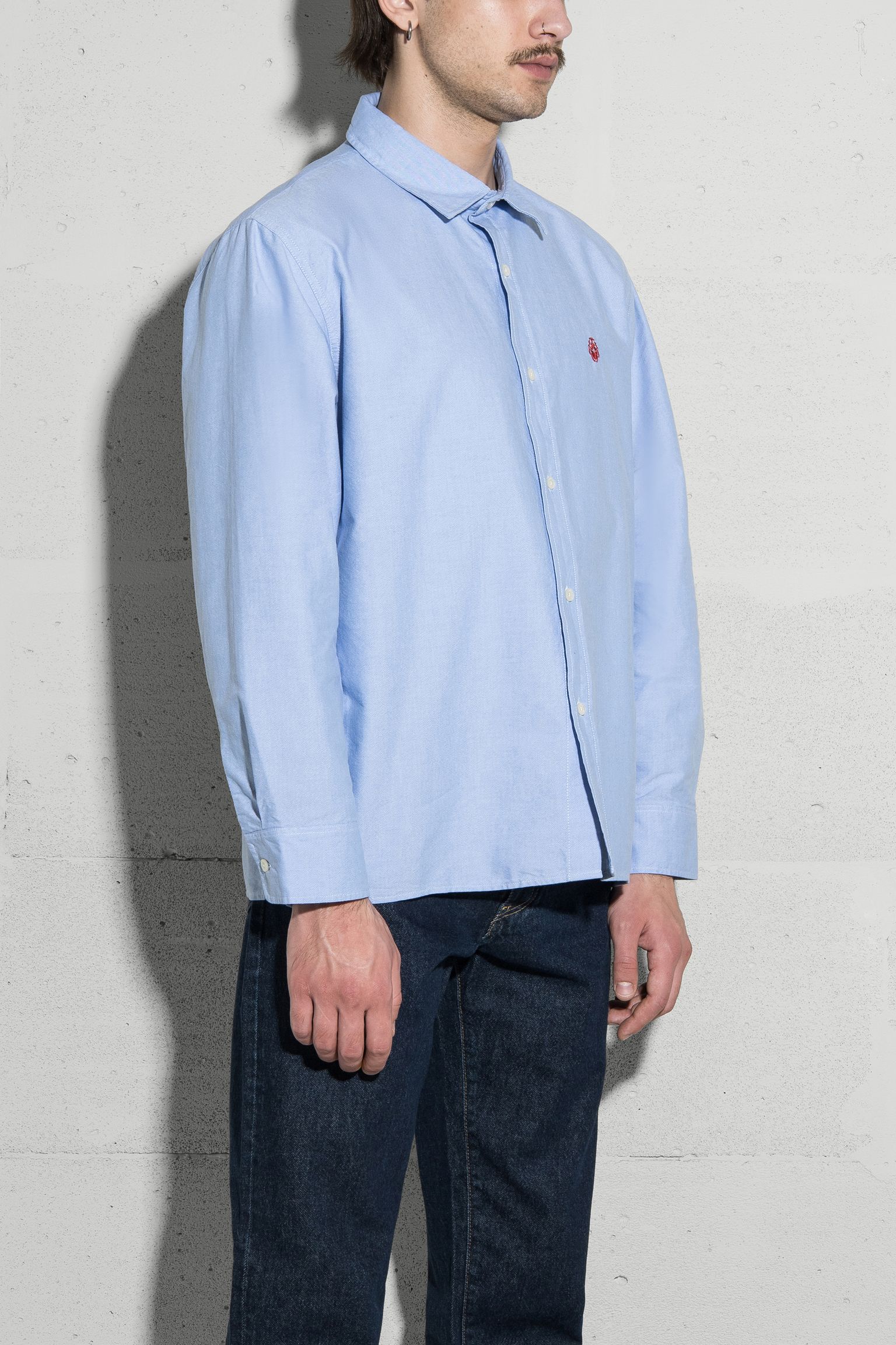 Рубашка Big Ox-Shirt LS Oxford Blue garment washe с доставкой
