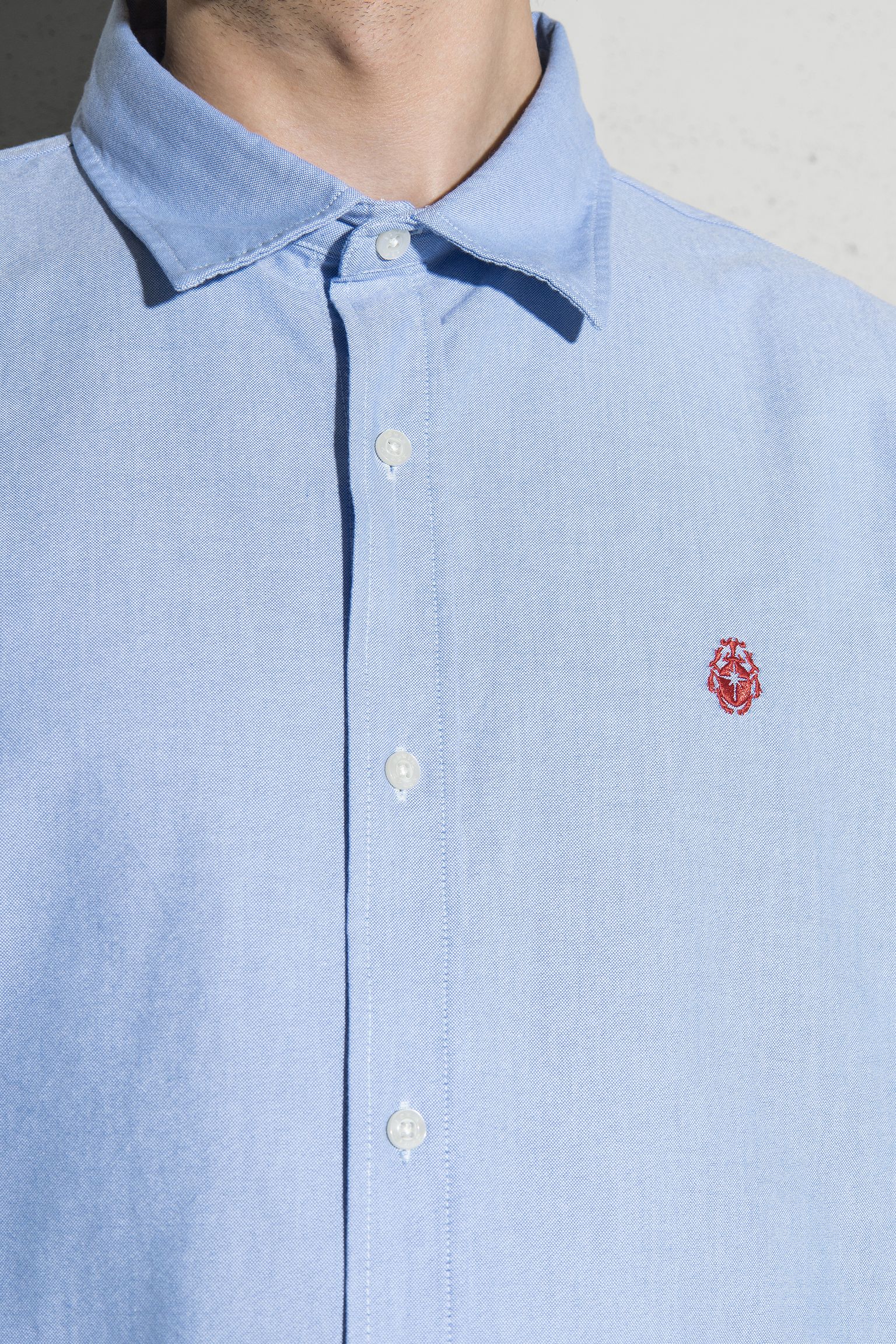 Широкий выбор Рубашка Big Ox-Shirt LS Oxford Blue garment washe