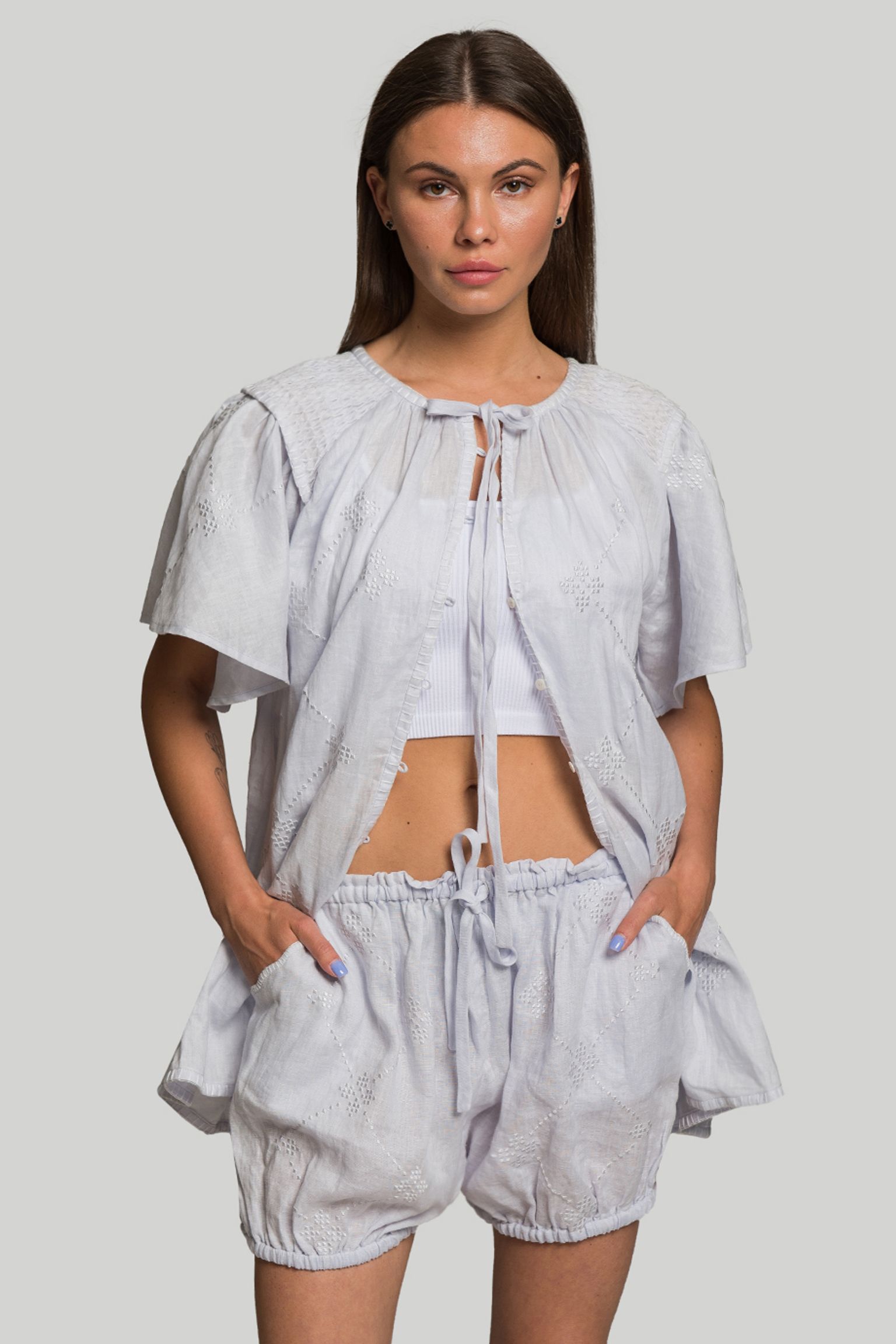 Платье Innika Choo MINI SMOCK LILAC BLUE